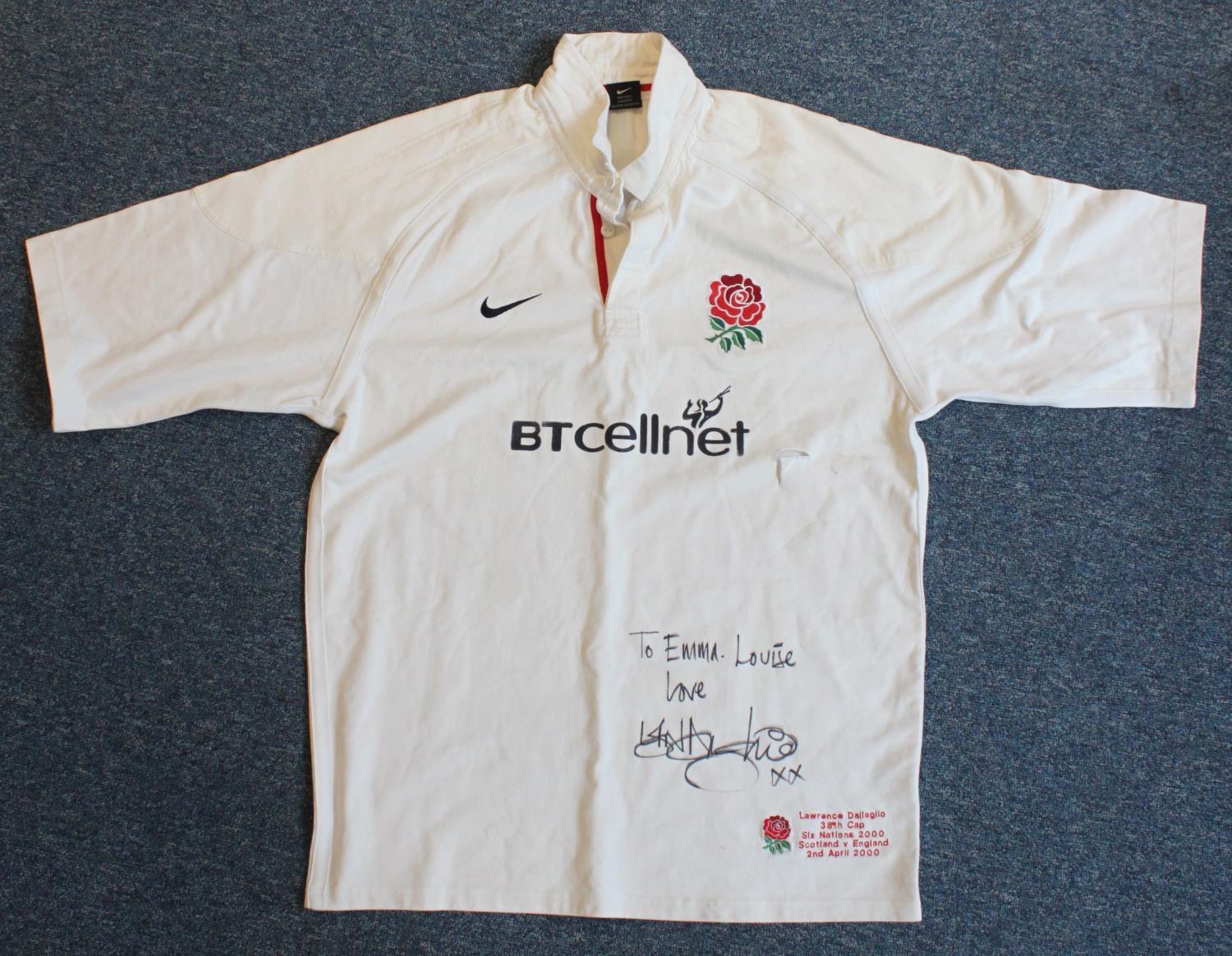 A framed 2002-2003 England rugby shirt signed by 25 members of the squad including Danny Grewcock, - Image 2 of 3