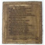 An early Victorian sampler titled 'By a Parent' a poem mourning the loss of her children, 'J