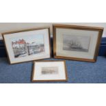 Late 19th/early 20th Century School, British three-masted merchant ship firing on a small sailing