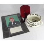 Tommy Cooper Interest. A one-off personalised Portmeirion Pottery chamber pot reputably given to