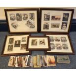 Two framed sets of 'In Dickens Land' postcards, King of Spain and other postcards of Spanish