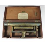 An early 19th century brass surveyors level, signed to the frame, in original fitted box with