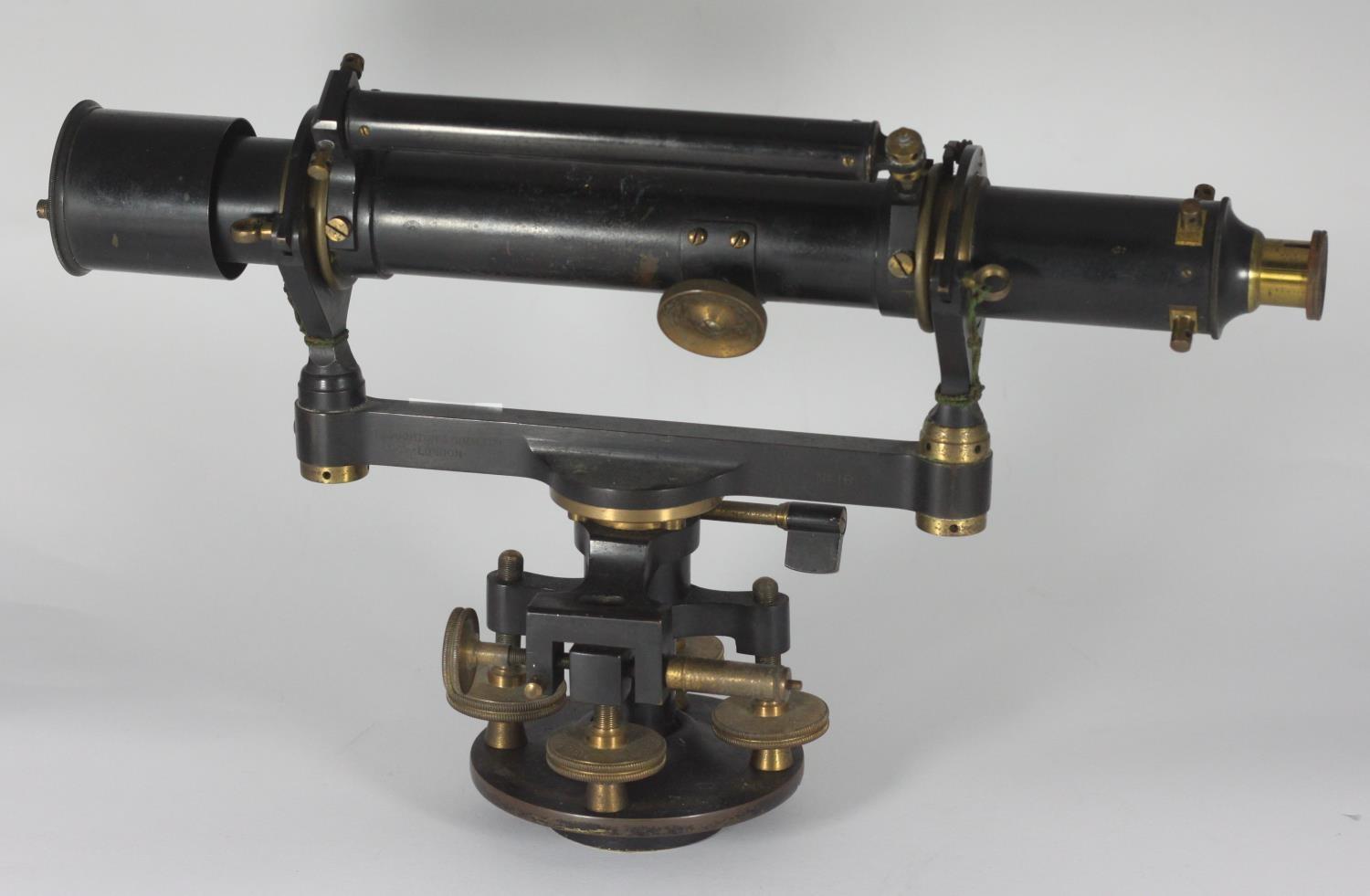 A late 19th/early 20th century black lacquered and brass surveyors level by Troughton & Simms - Image 2 of 2