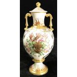 A limited edition Royal Crown Derby porcelain twin-handled vase and cover, modelled of classical