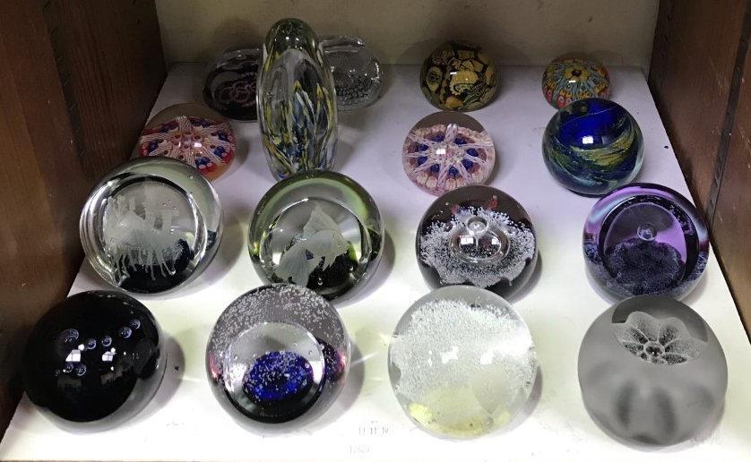 SECTION 22. Sixteen glass paperweights including 8x Caithness, 3x Strathearn, 1x IOW