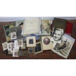 A quantity of film memorabilia including publicity photos of stars from the 1930s & 1940s, photo