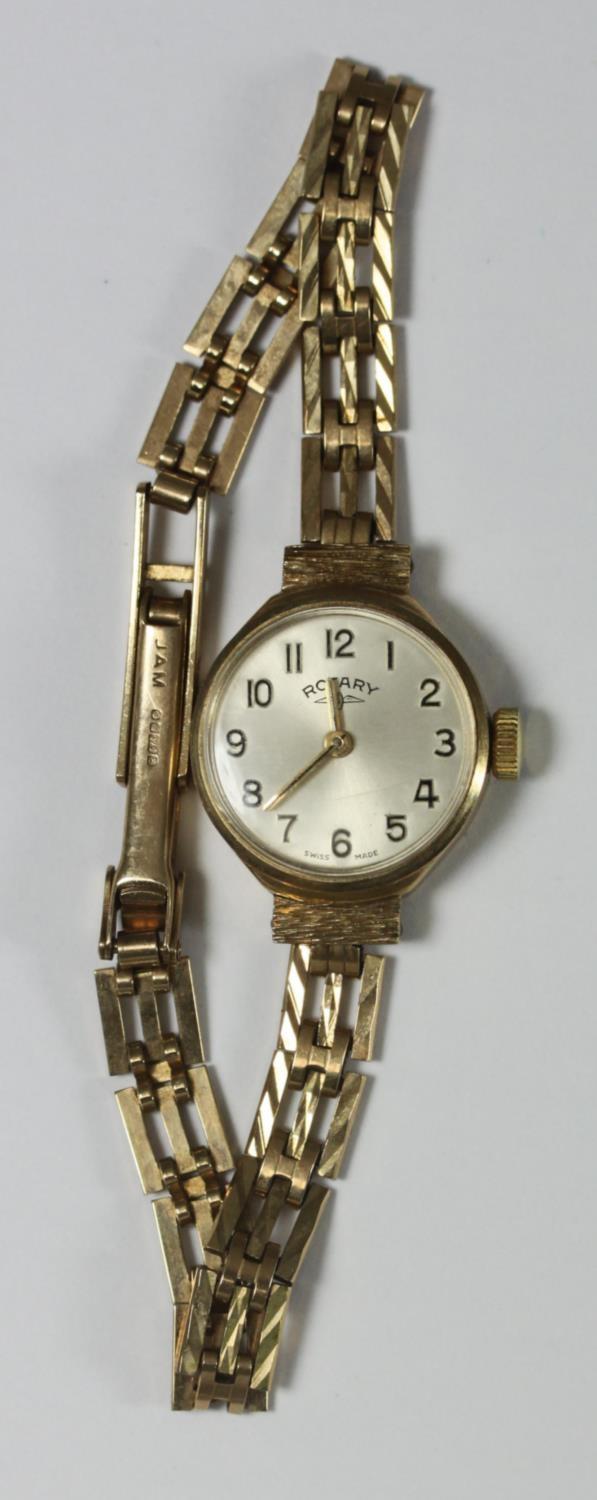 A ladies 9ct gold Rotary cocktail watch with bracelet strap, 14.0g gross, in original box