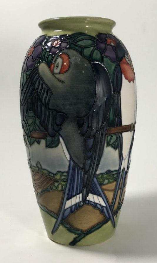 A limited edition Moorcroft pottery vase, of ovoid form, decorated in the 'Swallows' pattern - Image 2 of 4