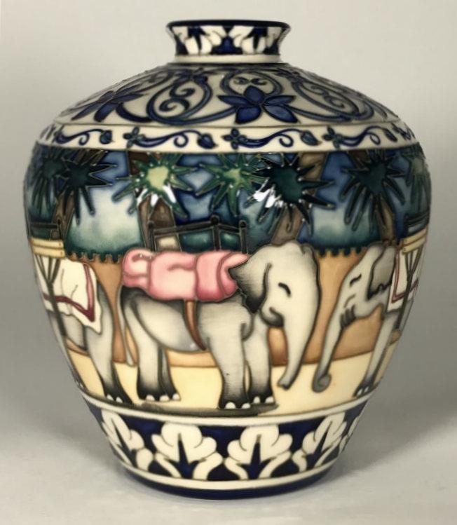 A limited edition Moorcroft pottery vase, of ovoid form, decorated in the 'Kerala' pattern