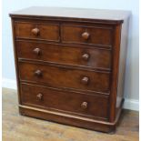 A 19th century stained walnut veneered chest of two short and three long graduated drawers with