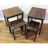 A pair of Anglo Indian carved rosewood rectangular occasional tables, carved with Arabesques, bell-