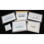 Pete Johnstone (Contemporary) Five various watercolour seascapes of sailing boats, together with