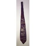 A Portsmouth FC mauve silk tie, issued to celebrate the 1948-49 season Division 1 title win