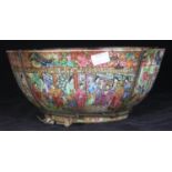 A Canton enamel Famille Rose porcelain bowl, decorated with scenes of Chinese ladies and gentlemen