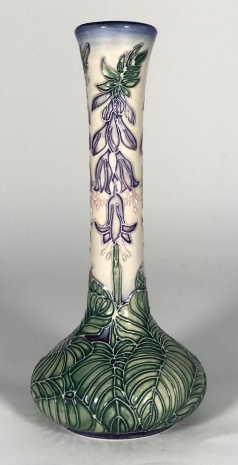 A Moorcroft 'Trial Piece' spill vase, of compressed globe and shaft form, decorated in 'Spindrift'