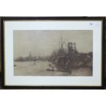 After William Lionel Wyllie (British, 1851-1931) 'Barry Docks', framed print, 34 x 59cm, together