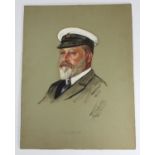 Cecil Curtis? A portrait of Edward VII, depicted head and shoulders and wearing sailing/naval cap,