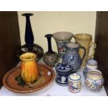 SECTION 16. Two various Royal Doulton Slater vases, together with some Poole pottery vases, a