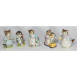 Five Beswick Pottery Beatrix Potter figures, comprising Miss Moppet, Tabitha Twitchit and Miss