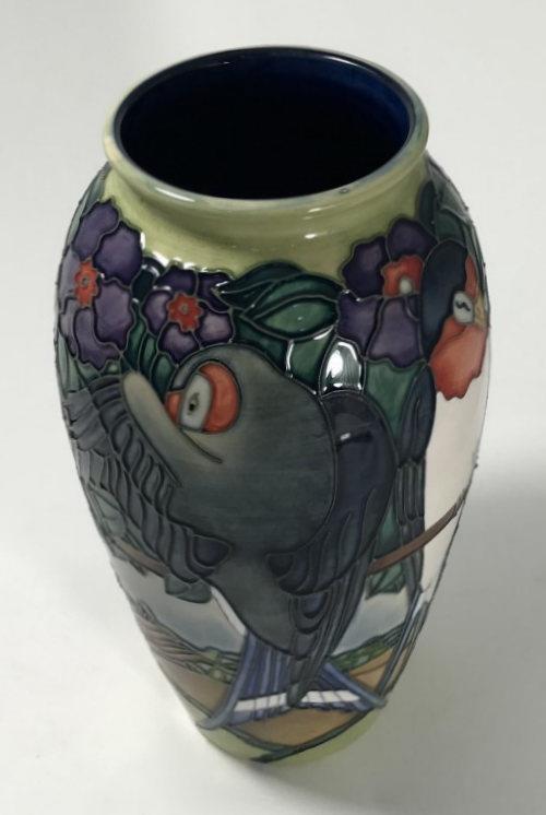 A limited edition Moorcroft pottery vase, of ovoid form, decorated in the 'Swallows' pattern - Bild 4 aus 4