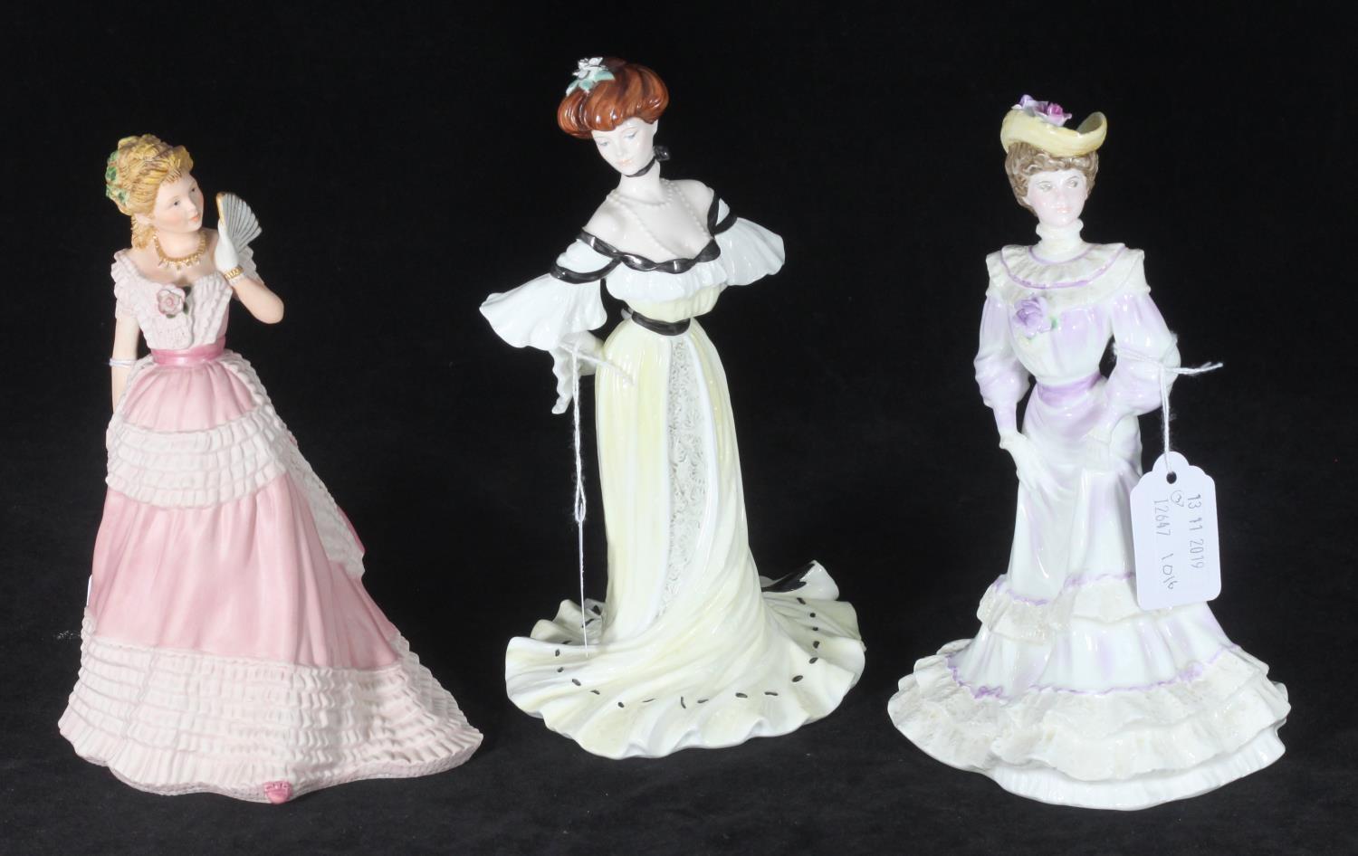 Two limited edition Coalport figurines 'Louisa at Ascot' and 'Alexandra at the Ball', together