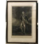 A 19th century mezzotint of Admiral Lord Nelson After Hoppner, engraved by C. Turner, 60x40cm,