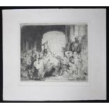 After Rembrandt van Rijn (1606-1669). The Triumph of Mordecai. Etching and drypoint, 18x21cm,