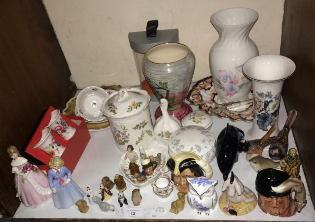 SECTION 12. A mixed lot of ceramics including a Royal Crown Derby Imari dish, Aynsley vases, Royal