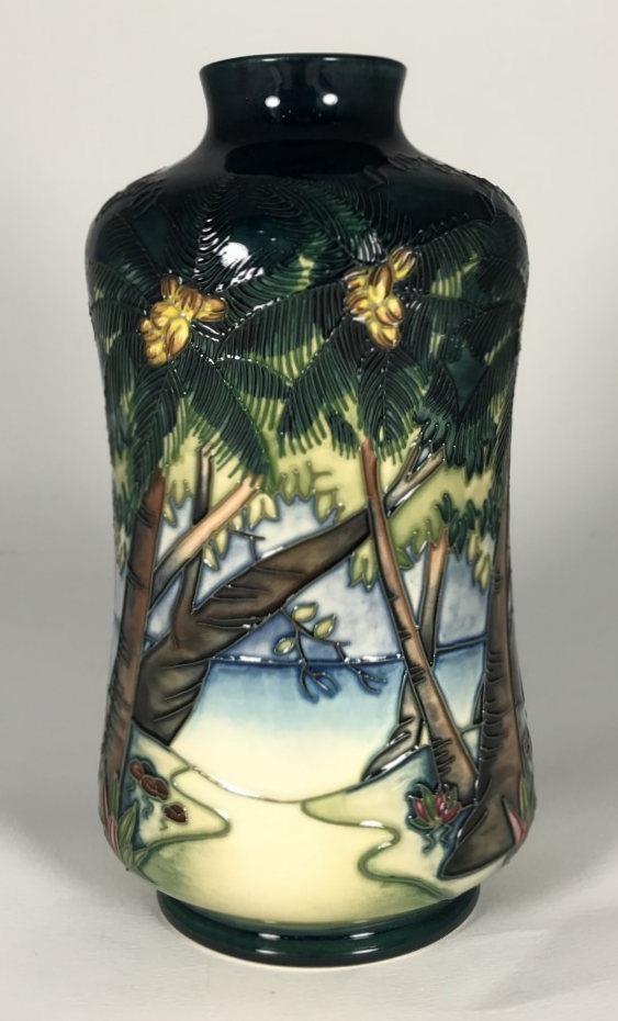A Moorcroft Pottery "Kiribati" vase, designed by Nicola Slaney, of waisted cylindrical form,