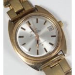 A gents gold-plated Omega automatic Constellation wristwatch, c.1970's, the silvered dial with