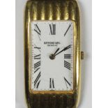 A ladies gold-plated wristwatch by Raymond Weil, the rectangular white enamel dial with Roman