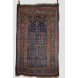 Kurdish rug, north west Persia, circa 1930s, 7ft. 5in. X 4ft. 4in. 2.26m. X 1.32m. Crease marks in