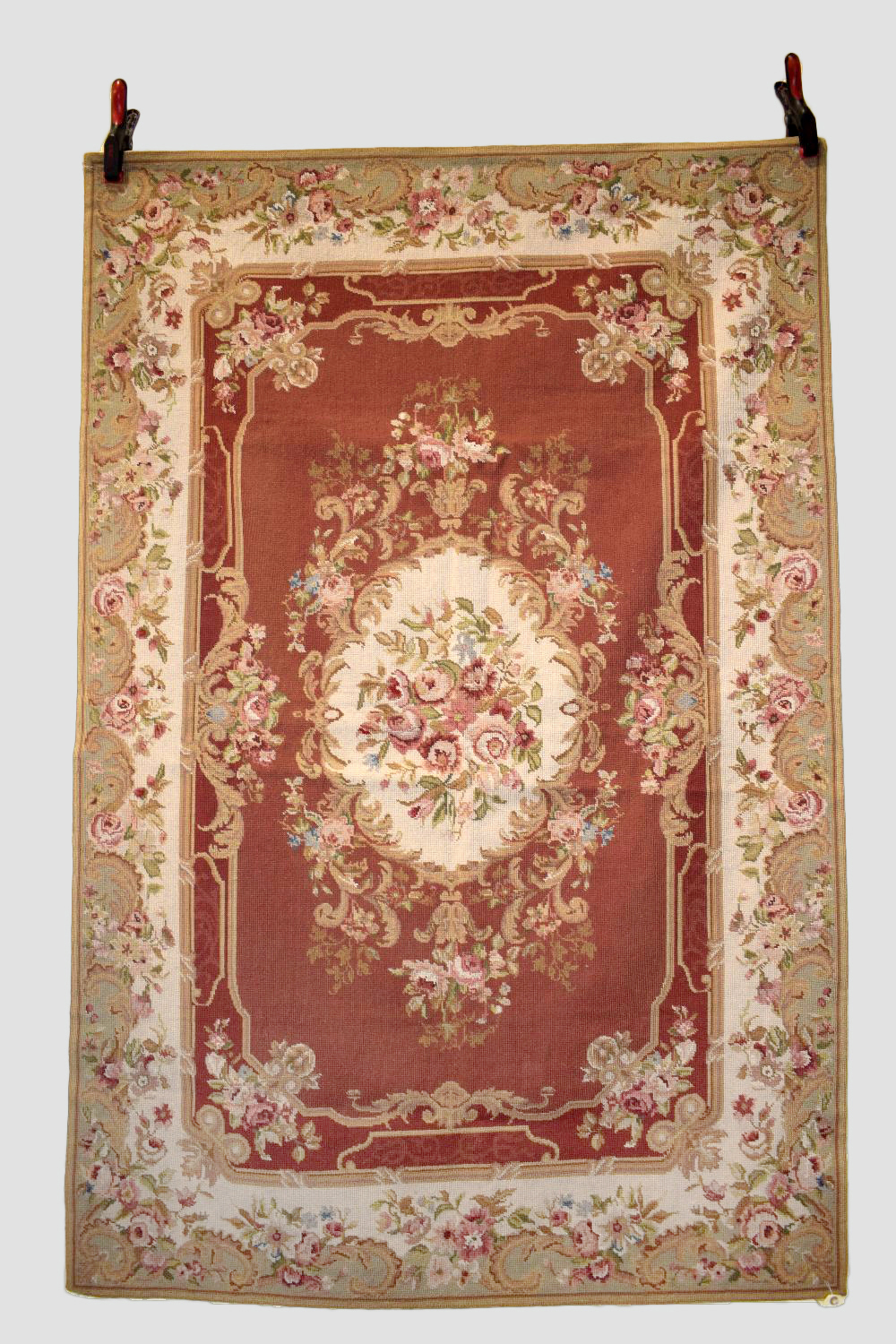 Two Chinese needlework rugs in Aubusson style, modern production; the first, 6ft. X 3ft. 11in. 1.