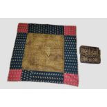 Velvet and metal thread embroidered book holder, possibly Moroccan, 19th century, 9in. X 10in.