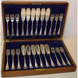 A set of twelve pairs of silver rat tail pattern fish eaters, Maker George Howson, Sheffield 1927,