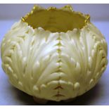 A Graingers Worcester Royal China Works late Victorian white cabbage porcelain vase, with a gilt