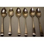 A set of six Regency West Country silver teaspoons Old English pattern, engraved initialled, Maker