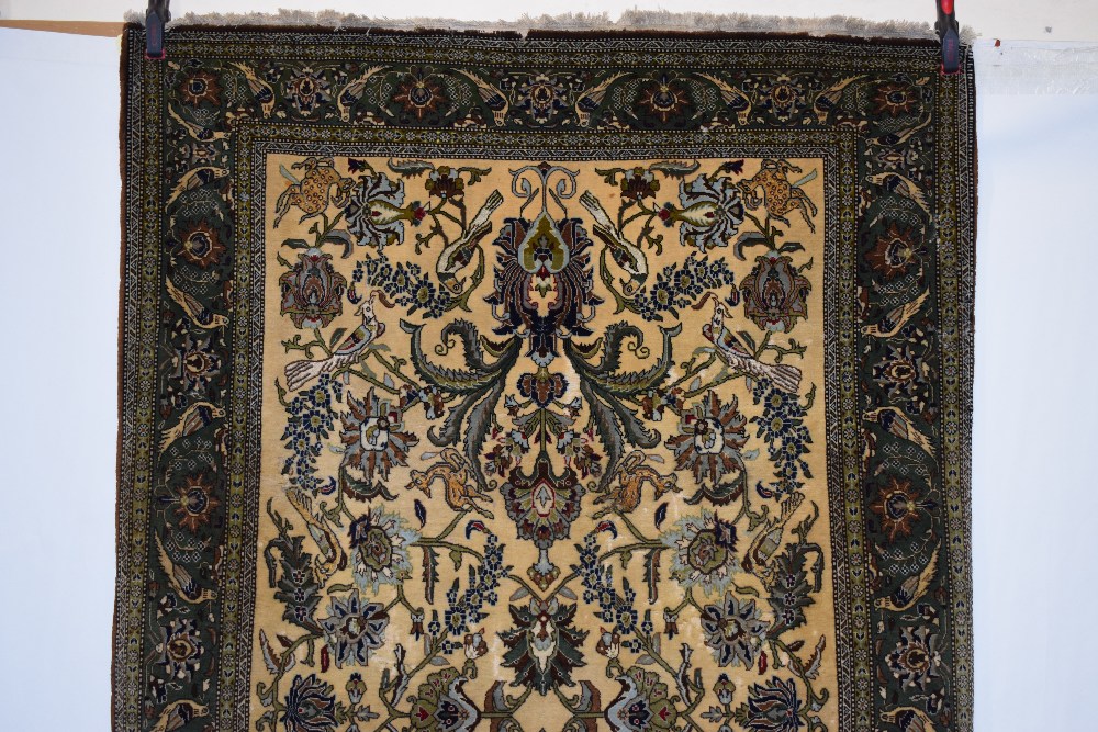Qum part silk rug, south central Persia, mid-20th century, 6ft. 11in. X 4ft. 5in. 2.11m. X 1.35m. - Image 6 of 13