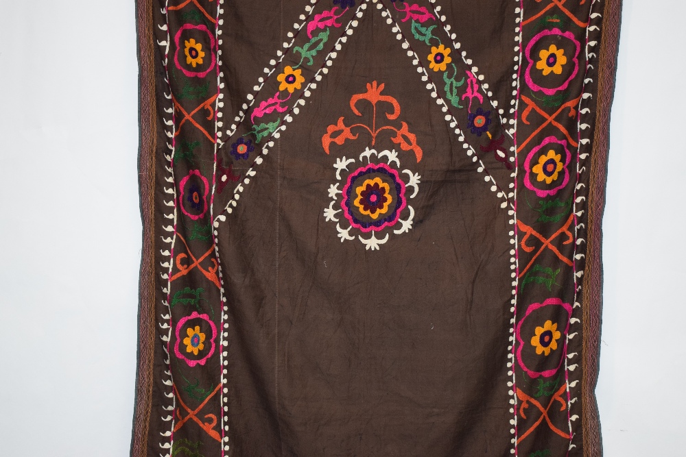 Uzbek suzani joinamoz (prayer cloth), Afghanistan, circa 1960s, 6ft. 3in. X 3ft. 5in. 1.91m. x 1. - Image 7 of 12