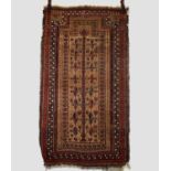 Baluchi prayer rug, Khorasan, north east Persia, late 19th century, 5ft. 3in. X 2ft. 11in. 1.60m.