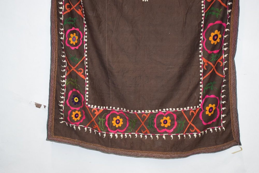 Uzbek suzani joinamoz (prayer cloth), Afghanistan, circa 1960s, 6ft. 3in. X 3ft. 5in. 1.91m. x 1. - Image 8 of 12