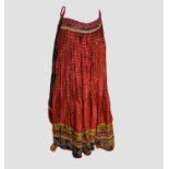 Banjara woman's mashru silk skirt, north west India, circa 1950s, embroidered rouleau waistband;