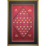Swat Valley floss silk embroidery, first half 20th century, 25in. X 15in. 63cm. X 38cm. Centre