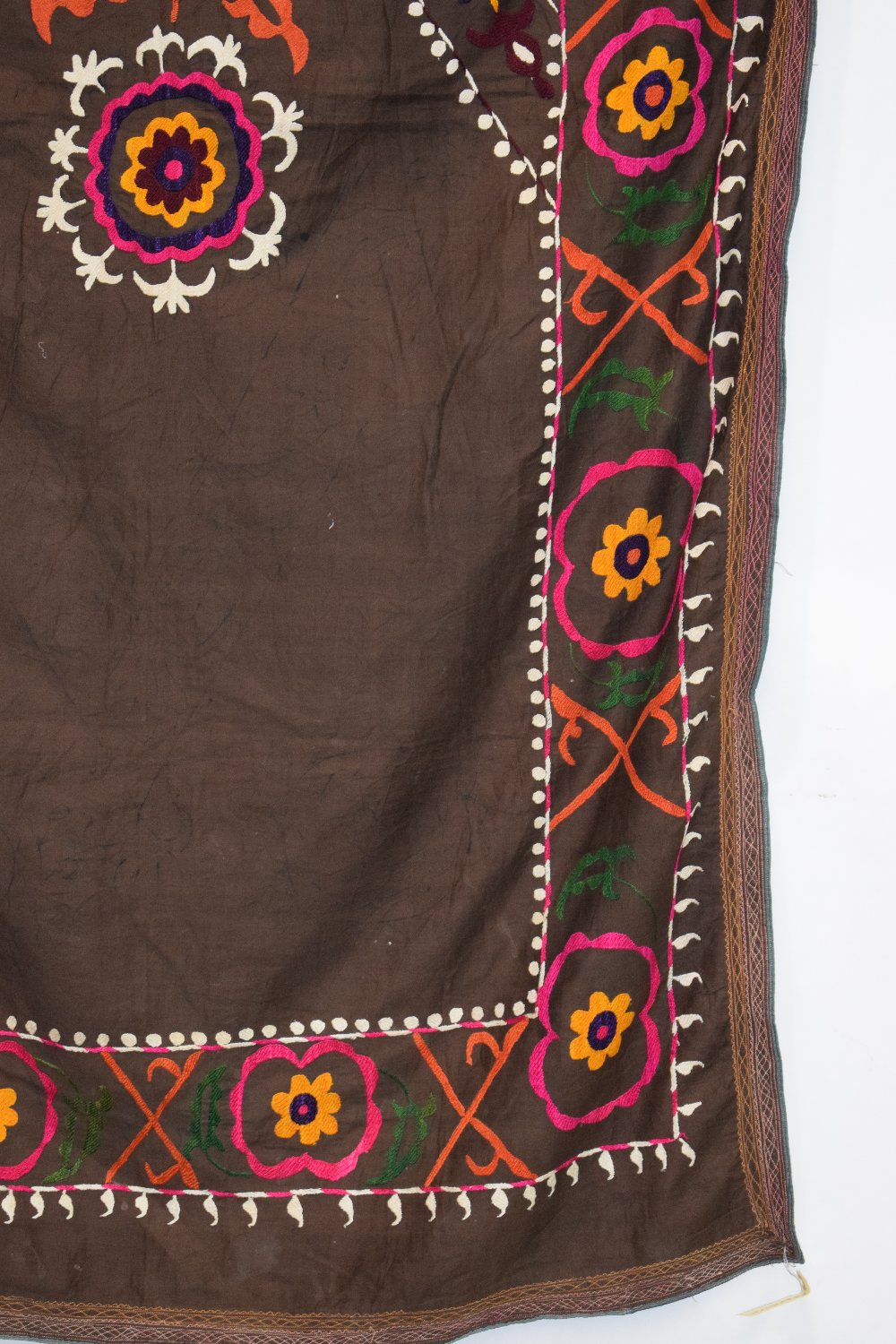 Uzbek suzani joinamoz (prayer cloth), Afghanistan, circa 1960s, 6ft. 3in. X 3ft. 5in. 1.91m. x 1. - Image 2 of 12
