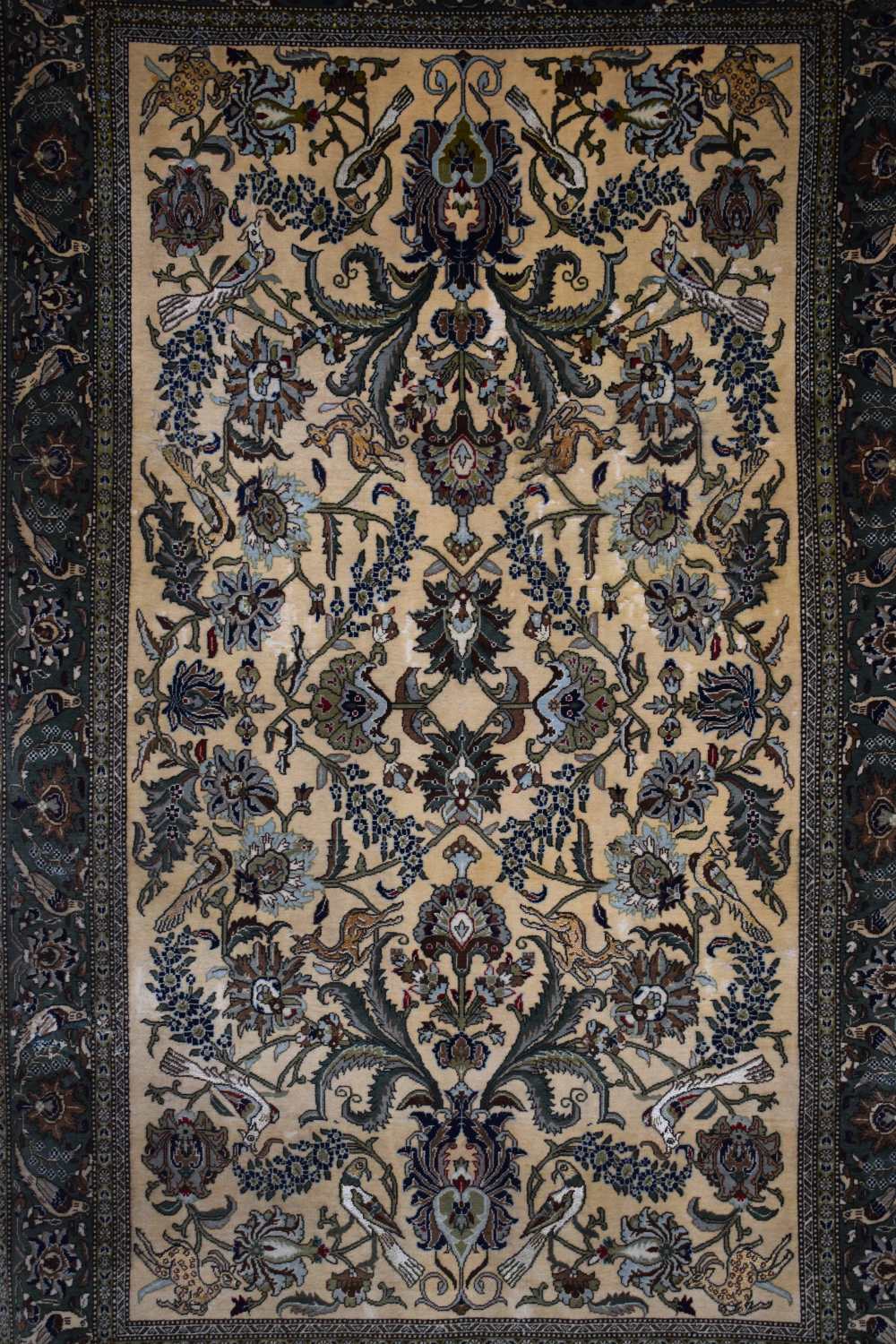 Qum part silk rug, south central Persia, mid-20th century, 6ft. 11in. X 4ft. 5in. 2.11m. X 1.35m. - Image 9 of 13