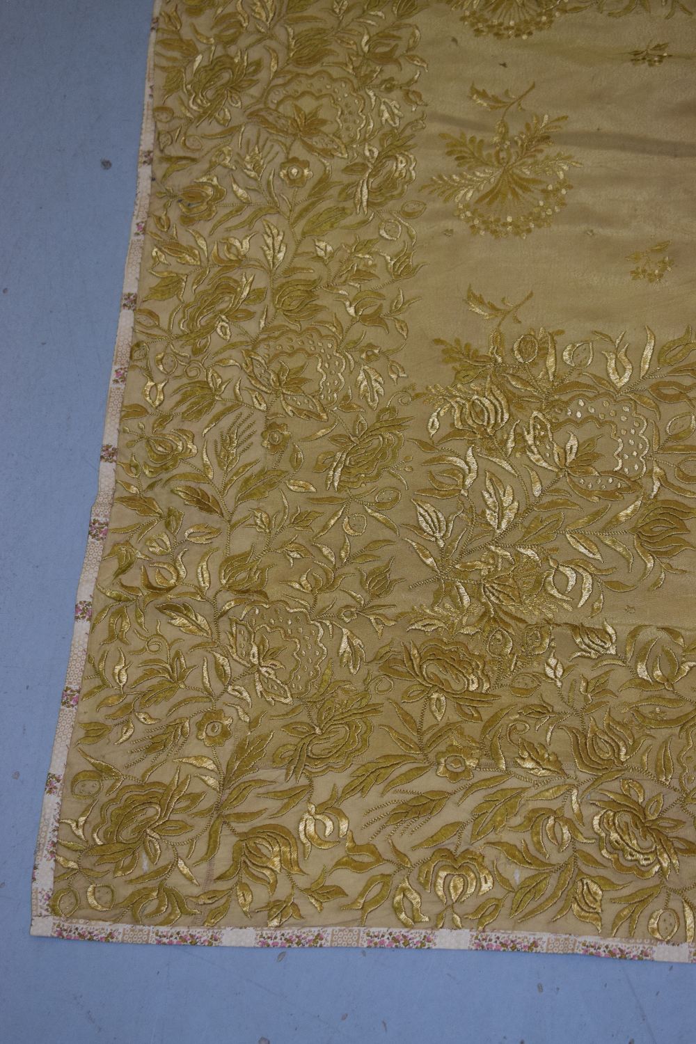 Three Turkish textiles, first half 20th century, the first square gold coloured cotton table cover - Image 8 of 12