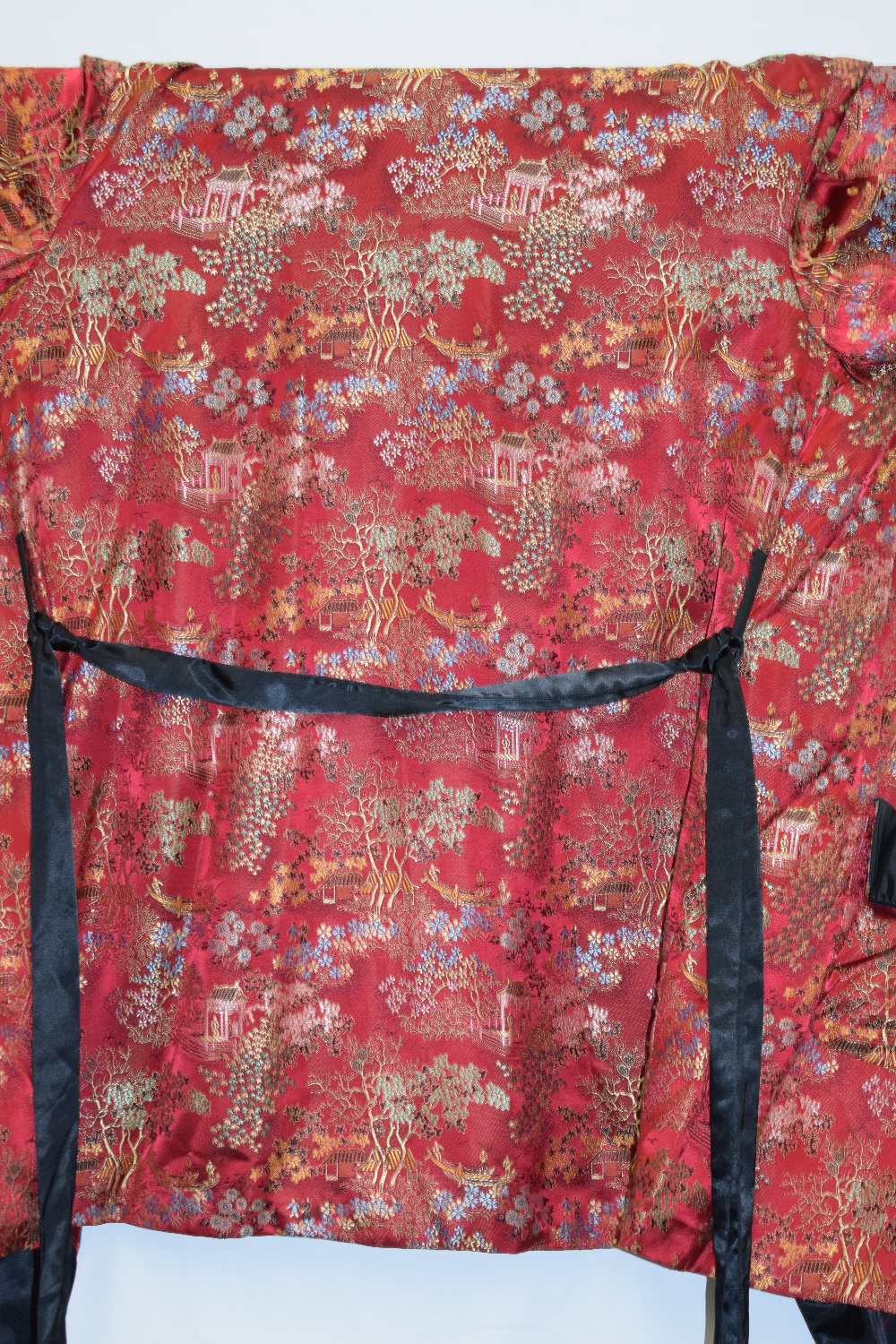 Two Chinese silk brocade jackets, second half 20th century, one red silk with black satin collar, - Image 22 of 22