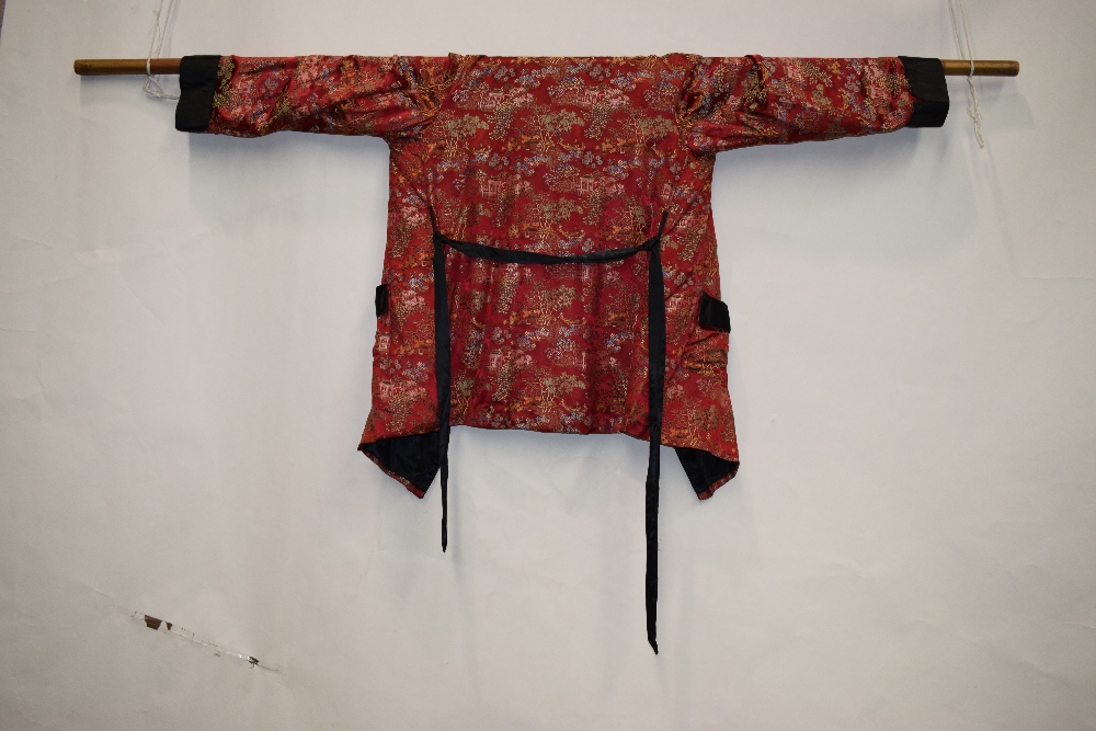 Two Chinese silk brocade jackets, second half 20th century, one red silk with black satin collar, - Image 19 of 22