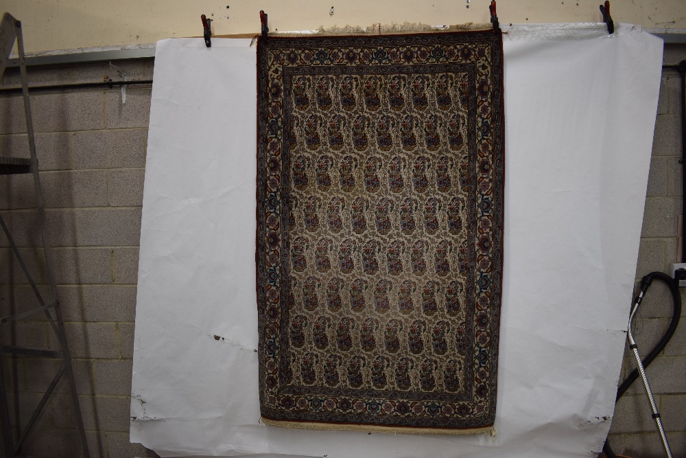 Qum 'boteh' rug, south central Persia, circa 1950s, 7ft. 2in. X 4ft. 5in. 2.18m. X 1.35m. Some - Image 3 of 8