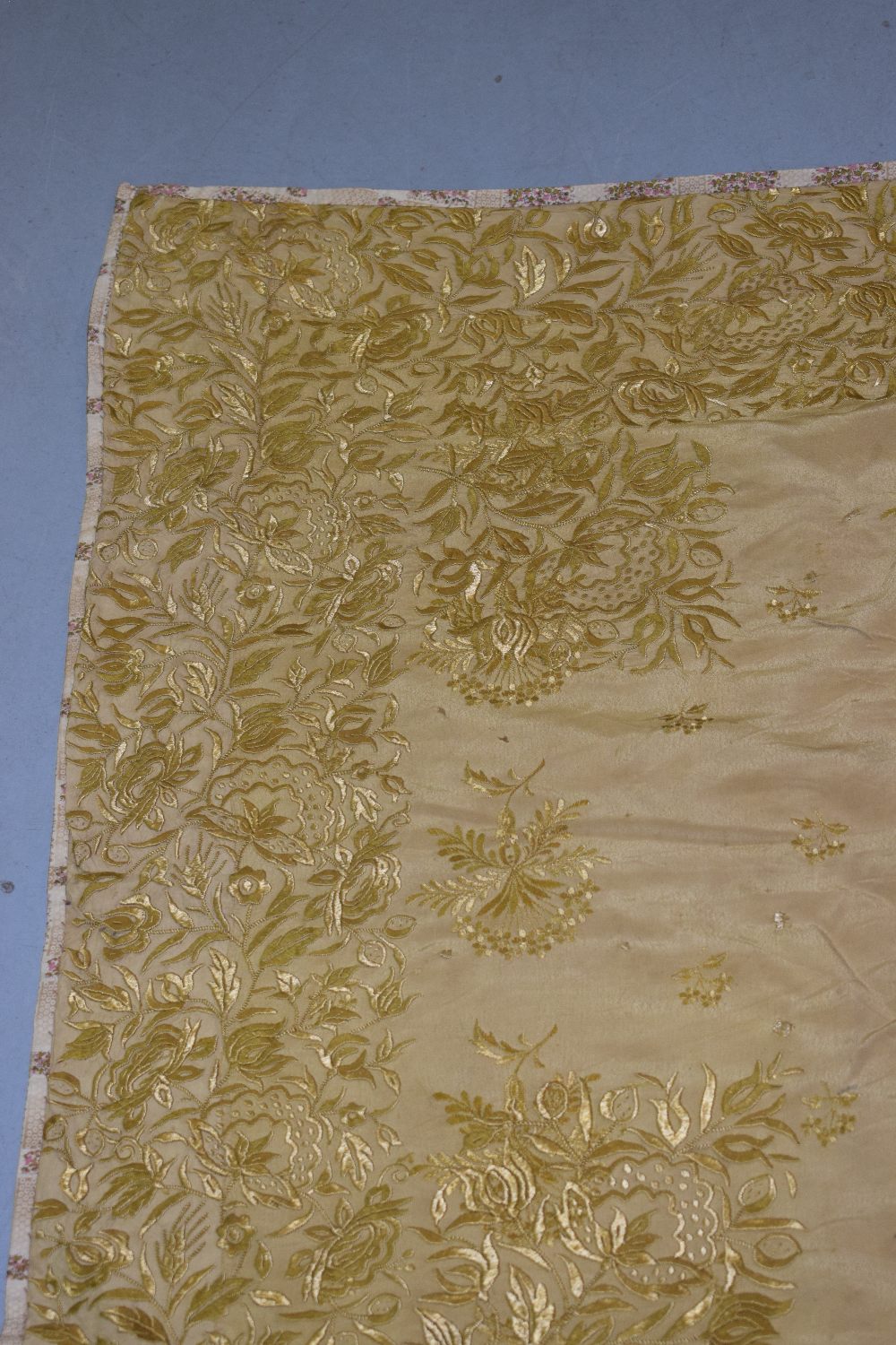 Three Turkish textiles, first half 20th century, the first square gold coloured cotton table cover - Image 7 of 12